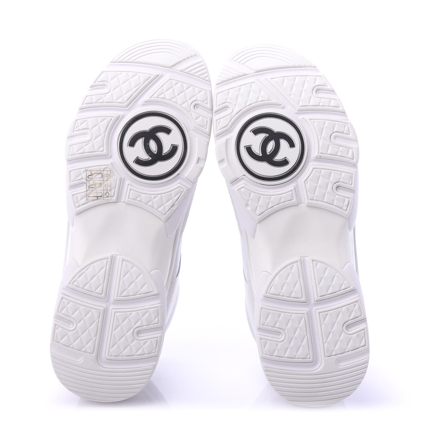 Chanel Suede Calfskin Fabric CC Sneakers 39 White 5 of 9