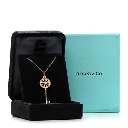 Tiffany 18K Rose Gold Diamond Small Daisy Key Pendant Necklace 4 of 4