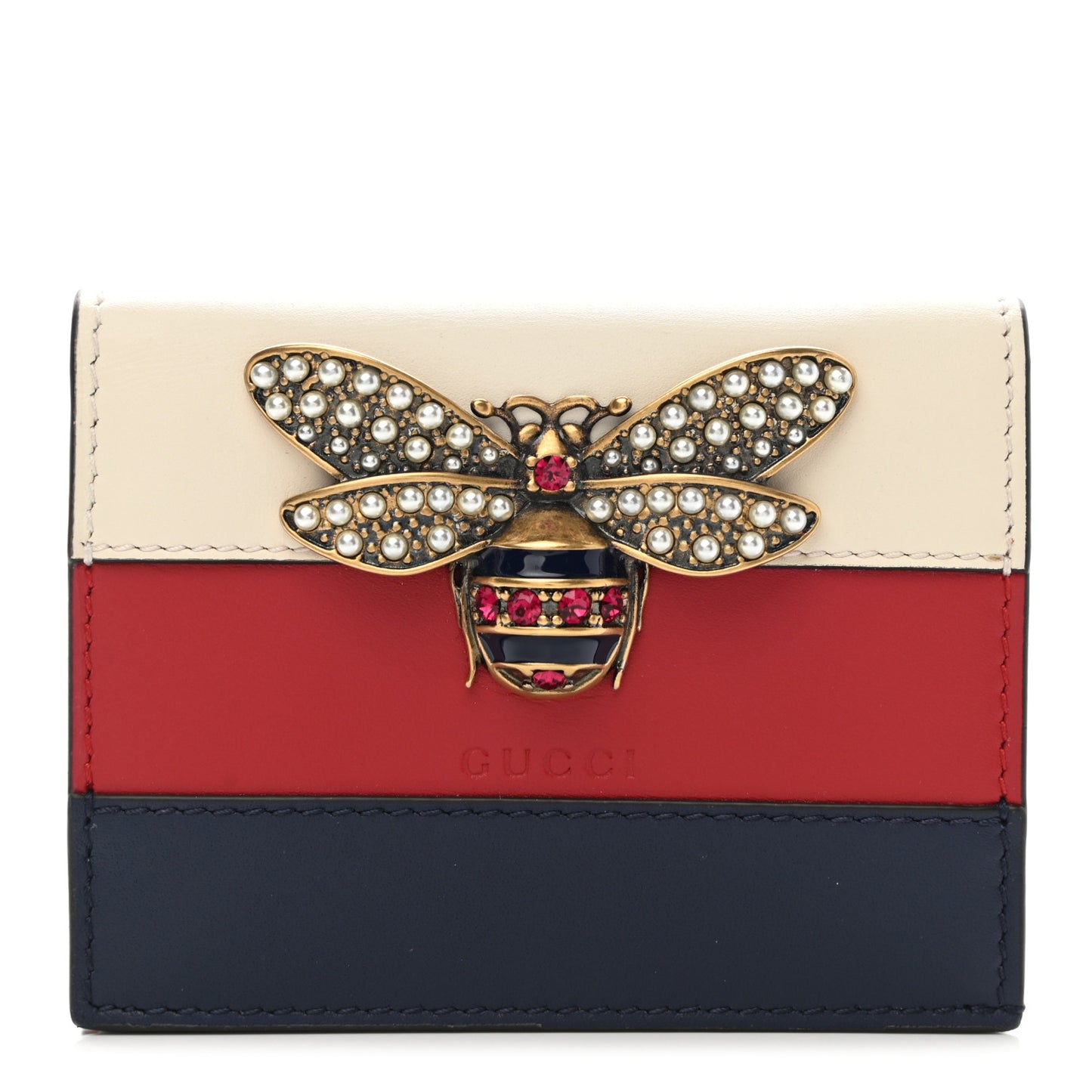 Calfskin Queen Margaret Card Case Wallet Blue Agata Hibiscus Red Mystic White