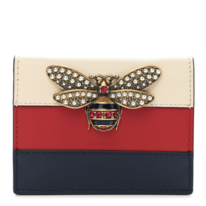 Gucci Calfskin Queen Margaret Card Case Wallet Blue Agata Hibiscus Red Mystic White 1 of 7