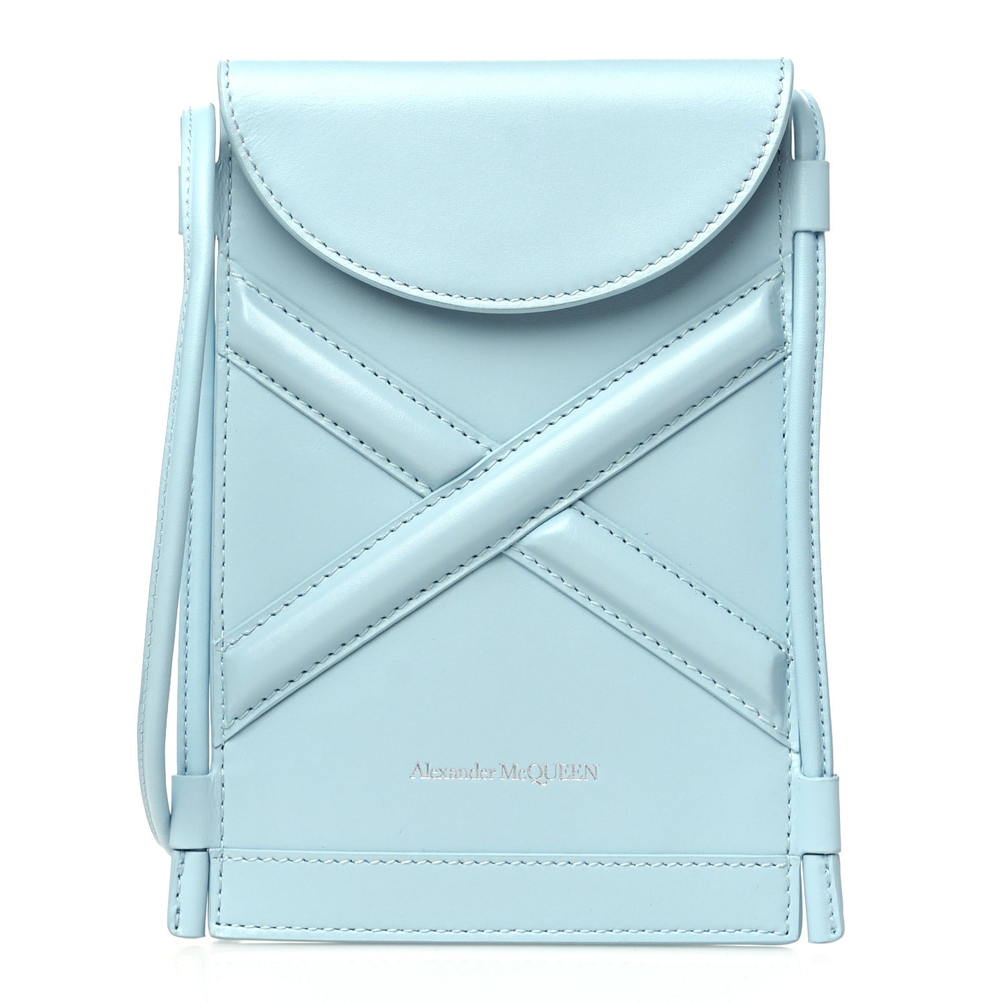 Calfskin The Curve Micro Crossbody Pouch Bag Pale Blue