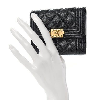 Chanel Caviar Quilted Compact Boy Wallet Black 3 of 8