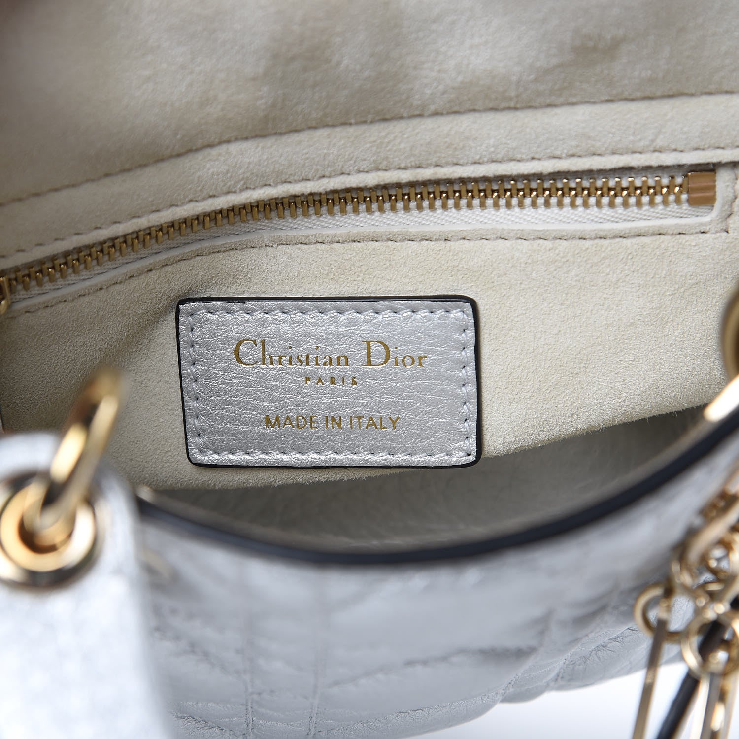 Christian Dior Metallic Grained Calfskin Cannage Mini Lady Dior Silver 6 of 10