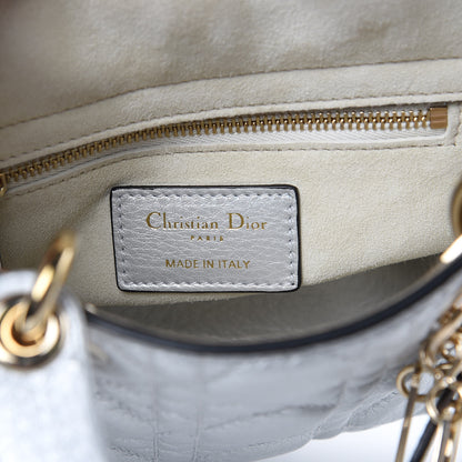 Christian Dior Metallic Grained Calfskin Cannage Mini Lady Dior Silver 6 of 10