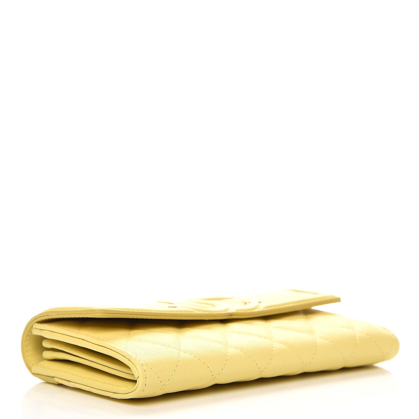 Caviar Quilted Filigree Flap Wallet Yellow