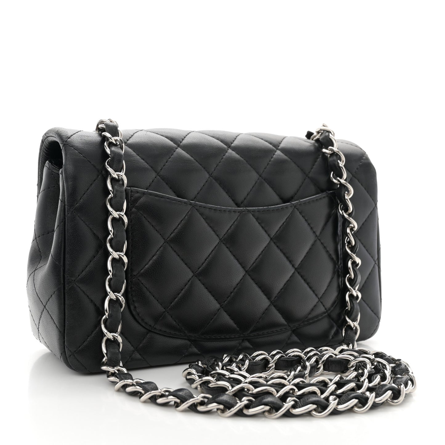 Lambskin Quilted Mini Rectangular Flap Black