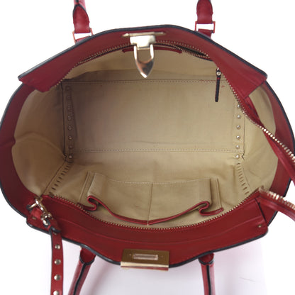 Valentino Garavani Vitello Rockstud Double Handle Tote Rosso Valentino 5 of 14