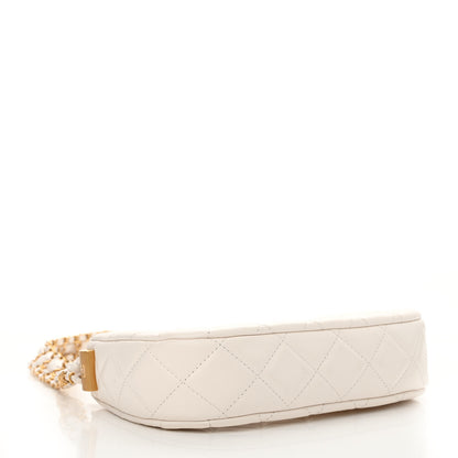 Chanel Crumpled Calfskin Quilted Braided CC Small Hobo White 4 of 13