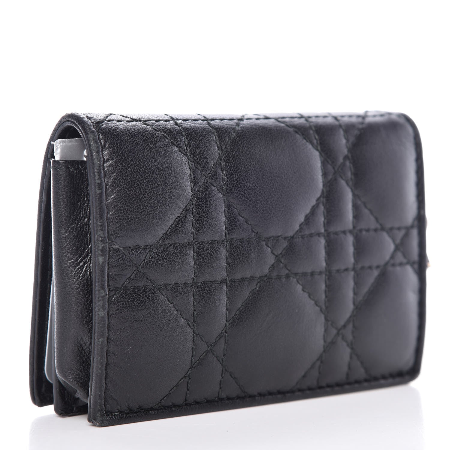 Christian Dior Lambskin Cannage Small Lady Dior Flap Card Holder Black 3 of 12