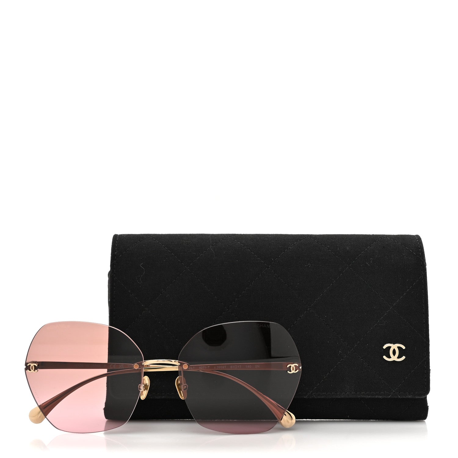 Chanel Titanium Polarized Rimless Square Sunglasses 4271-T Gold Violet 8 of 8