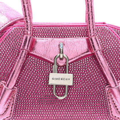 Givenchy Lambskin Satin Strass Mini Antigona Stretch Neon Pink 7 of 9