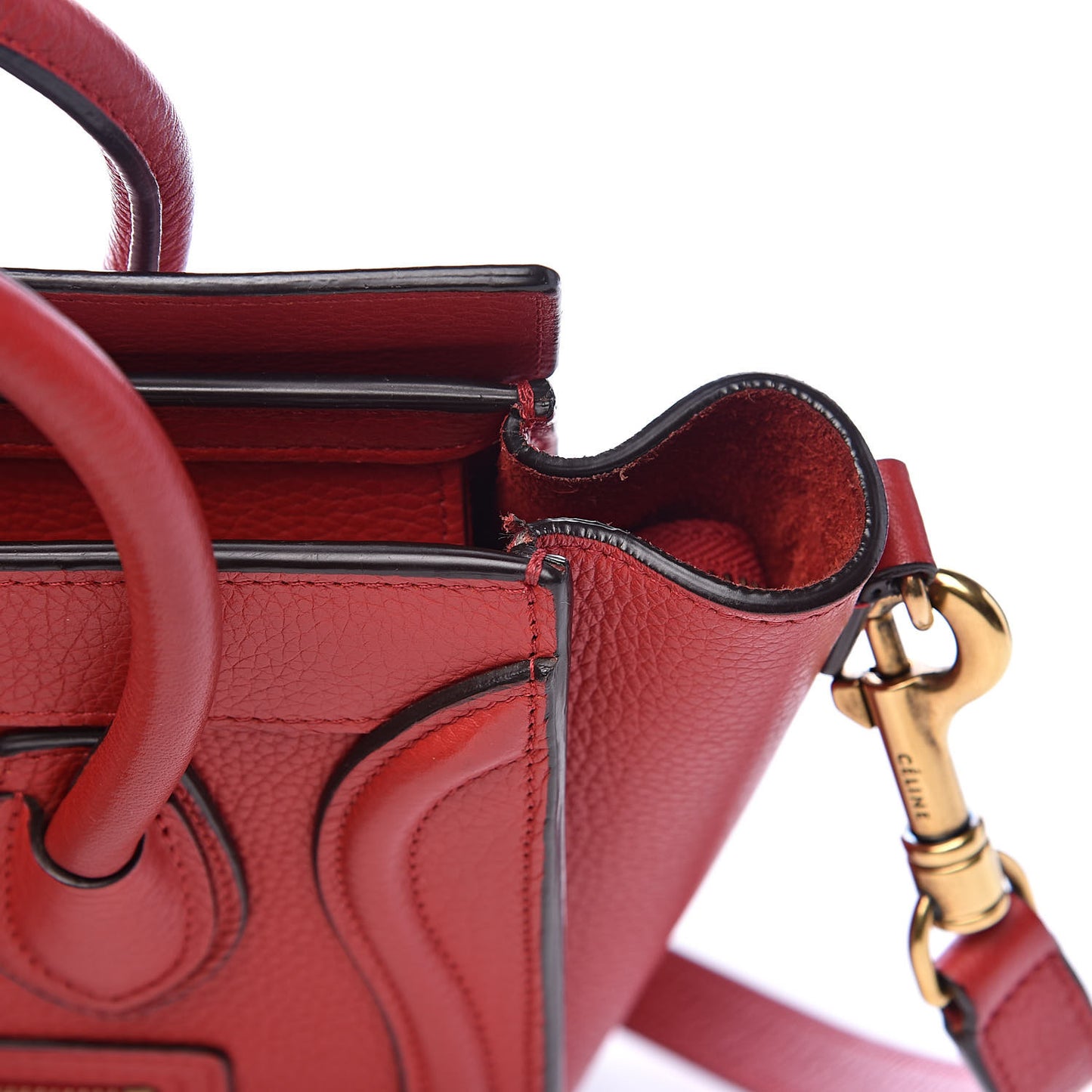Drummed Calfskin Nano Luggage Coquelicot