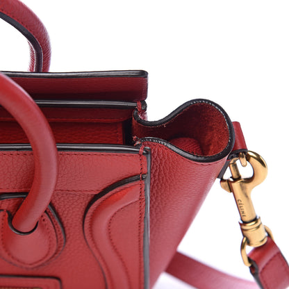 Celine Drummed Calfskin Nano Luggage Coquelicot 12 of 13
