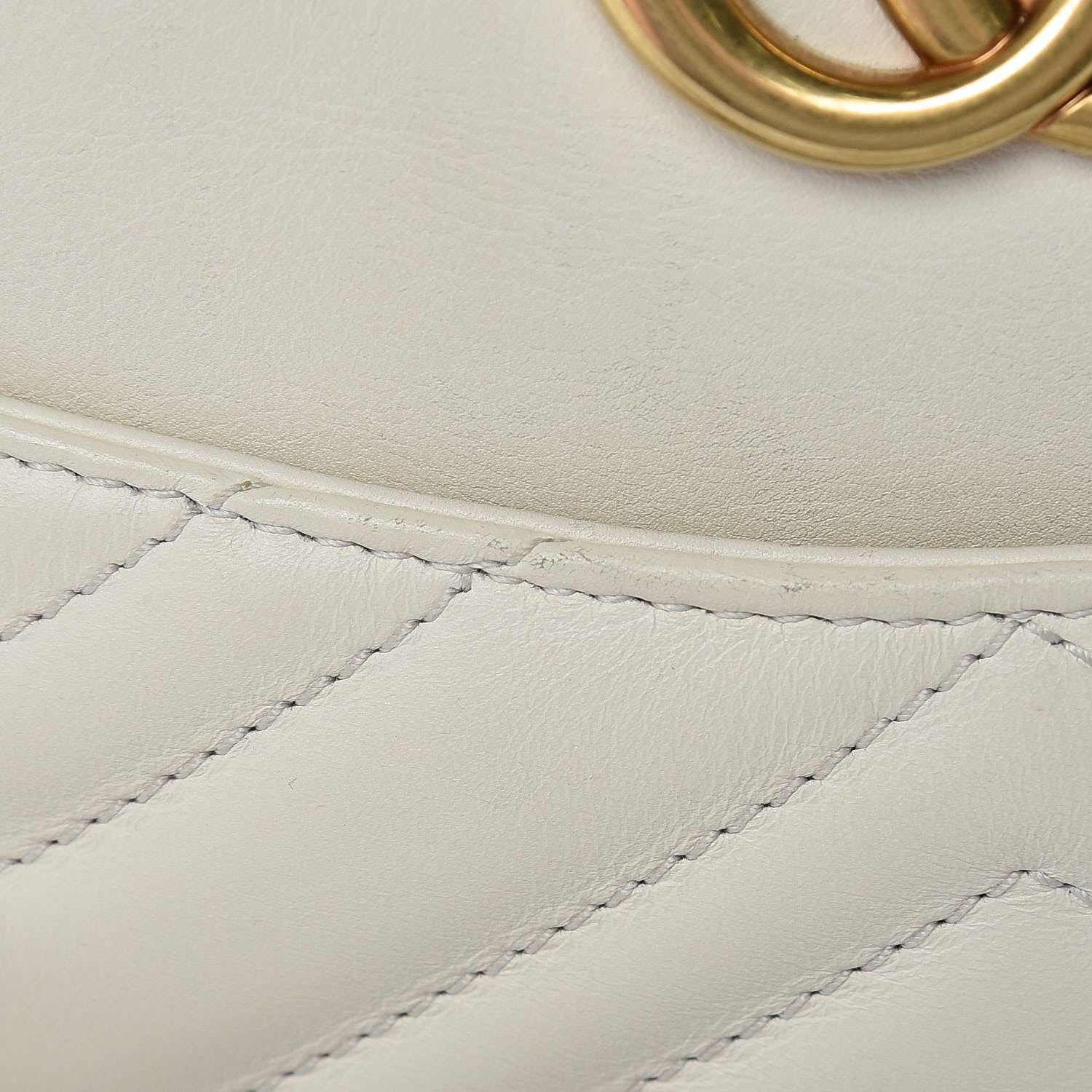 Gucci Calfskin Matelasse Medium GG Marmont Chain Shoulder Bag Mystic White 16 of 16