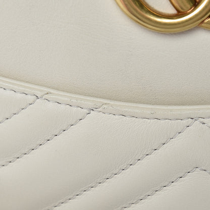 Gucci Calfskin Matelasse Medium GG Marmont Chain Shoulder Bag Mystic White 16 of 16