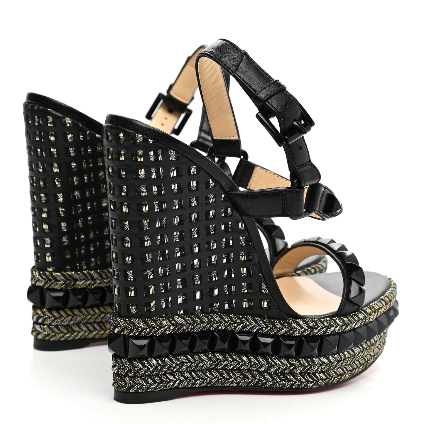 Nappa Lame Cataclou 140 Wedge Sandals 35 Black