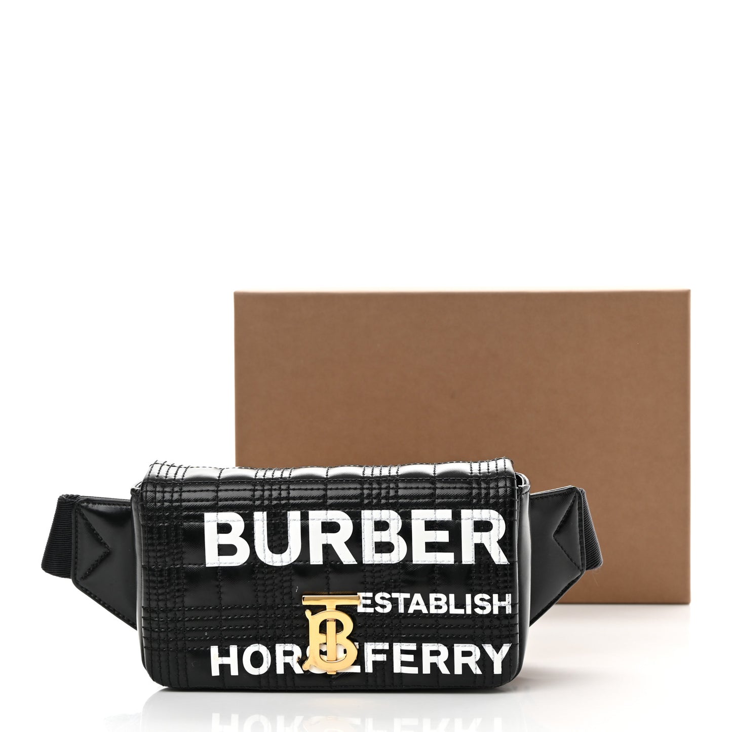 Patent Quilted Horseferry Print Lola Bum Bag Black