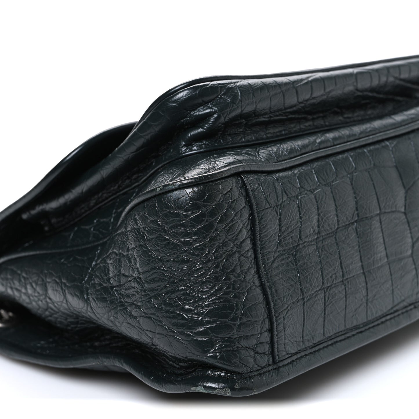 Crocodile Embossed Calfskin Monogram Medium Niki Chain Satchel Algea