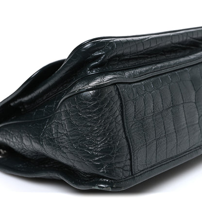 Saint Laurent Crocodile Embossed Calfskin Monogram Medium Niki Chain Satchel Algea 9 of 11