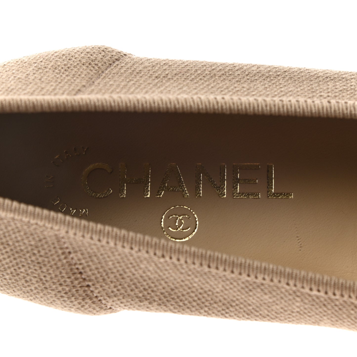 Fabric Patent CC Cap Toe Ballerina Flats 36.5 Beige