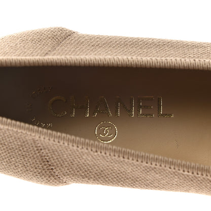 Chanel Fabric Patent CC Cap Toe Ballerina Flats 36.5 Beige 7 of 8