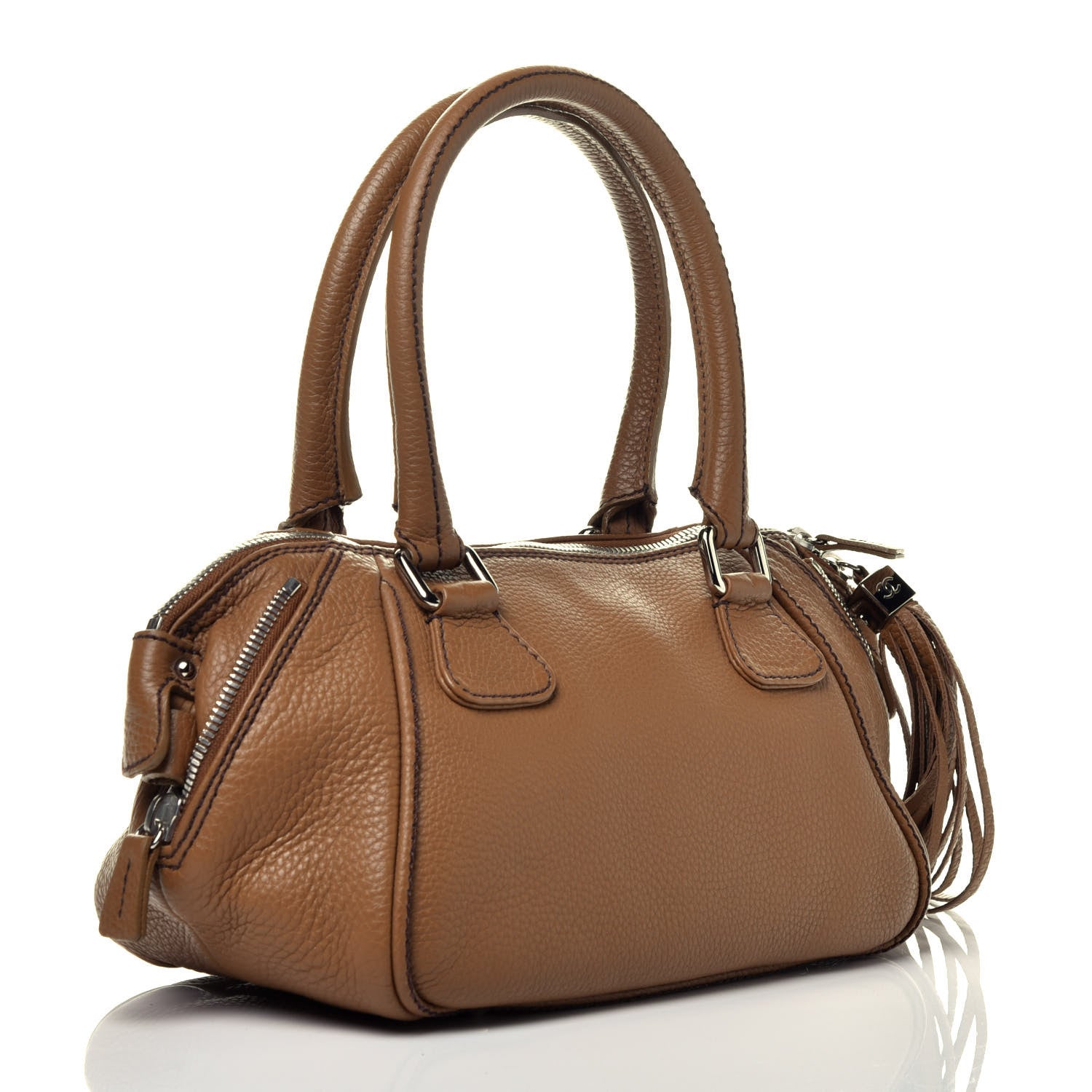 Chanel Calfskin Small Tassel Bowler Light Brown 3 of 9