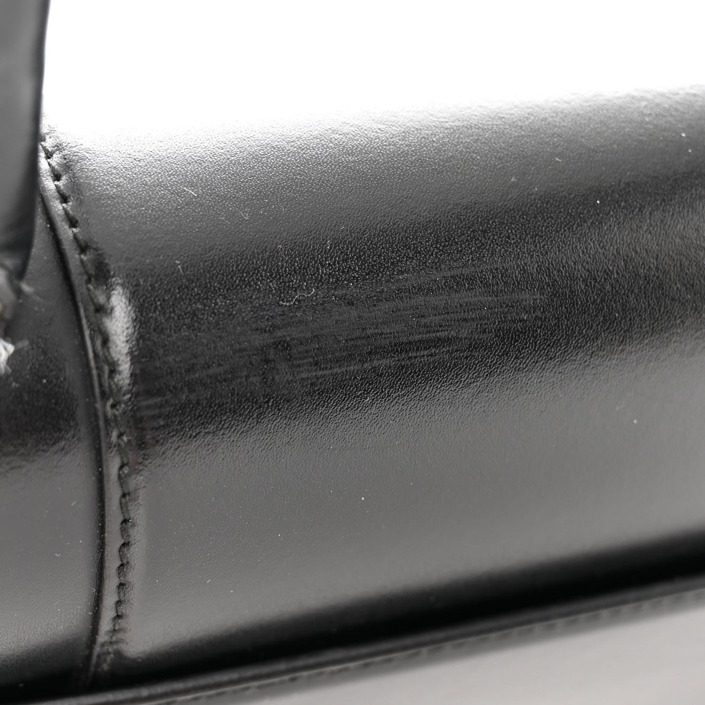 Shiny Box Calfskin Medium Hourglass Top Handle Bag Black