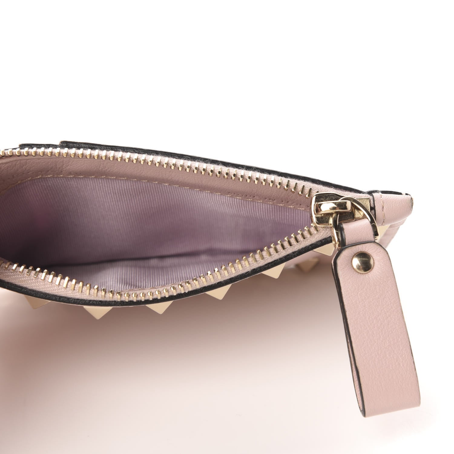 Valentino Garavani Calfskin Rockstud Coin Case Card Holder Water Rose 5 of 7
