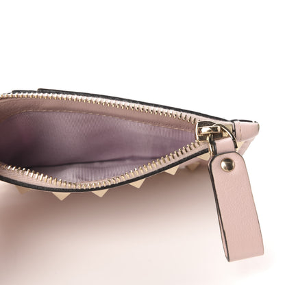 Valentino Garavani Calfskin Rockstud Coin Case Card Holder Water Rose 5 of 7