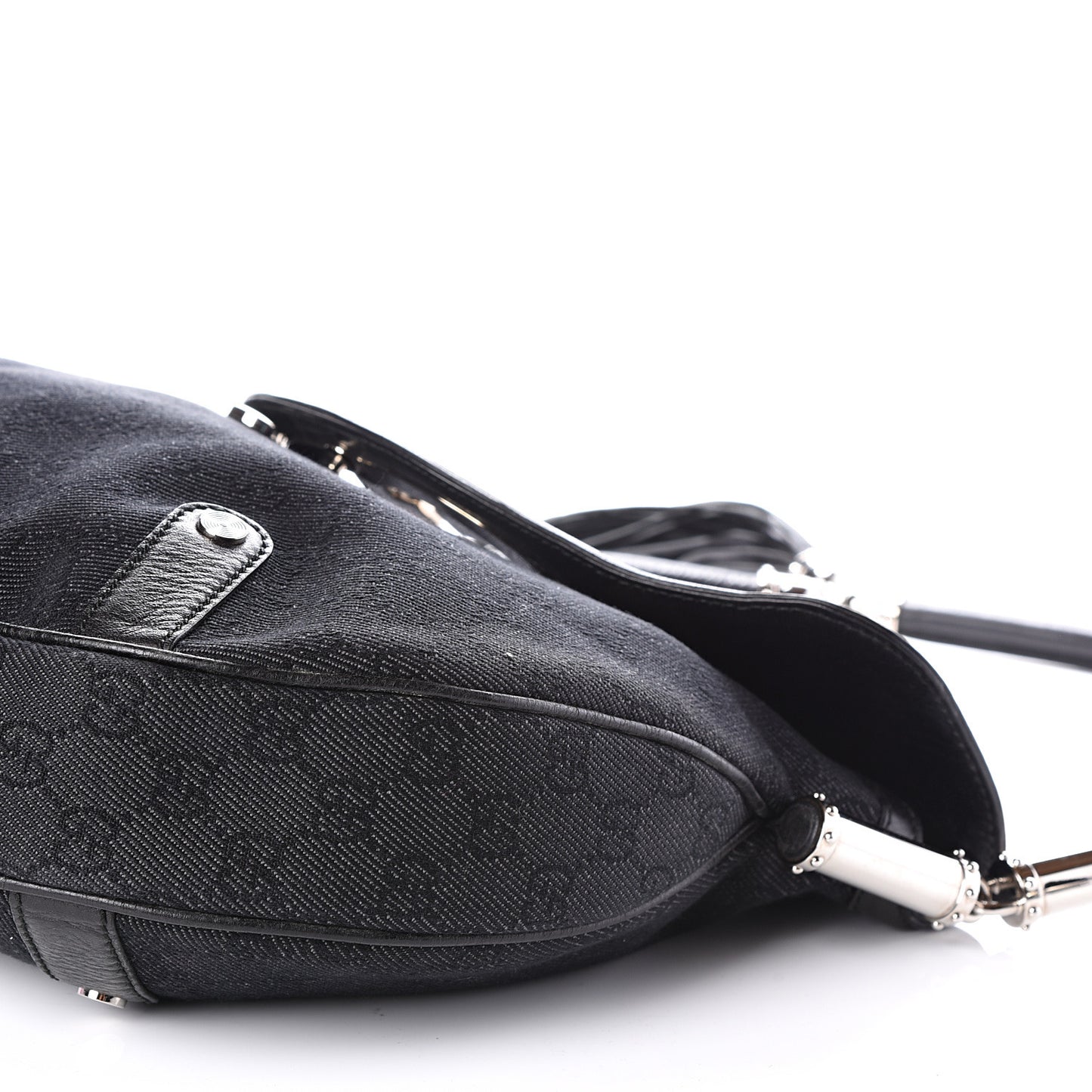 Denim Monogram Britt Tassel Shoulder Bag Black