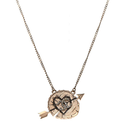 Chanel Crystal Heart Arrow Short Necklace Gold 1 of 5