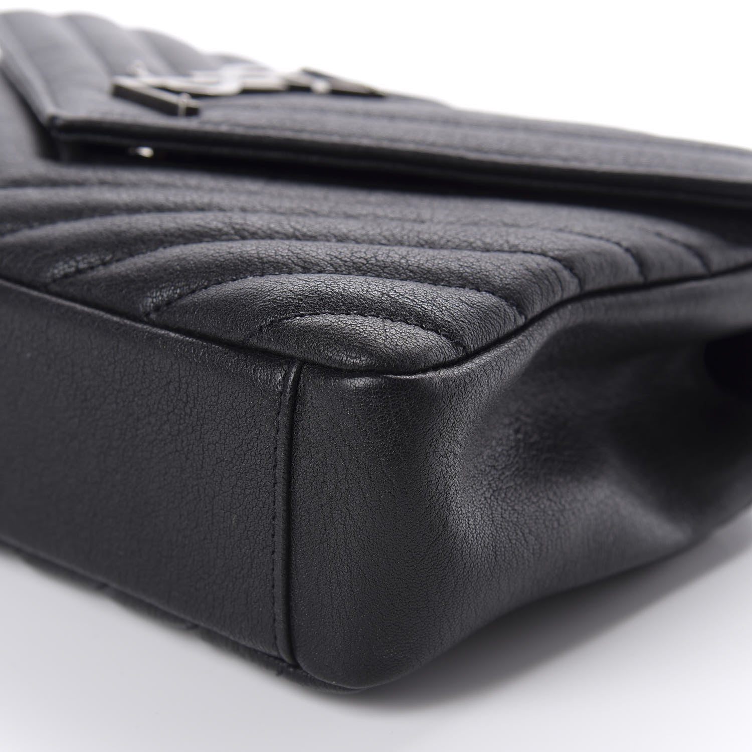 Saint Laurent Sheepskin Matelasse Chevron Monogram Medium College Bag Black 7 of 11