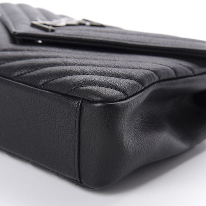 Saint Laurent Sheepskin Matelasse Chevron Monogram Medium College Bag Black 7 of 11