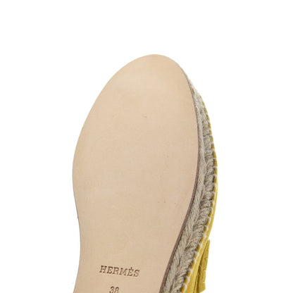 Hermes Suede Goatskin Womens Trip Espadrilles 38 Jaune Citron 15 of 18