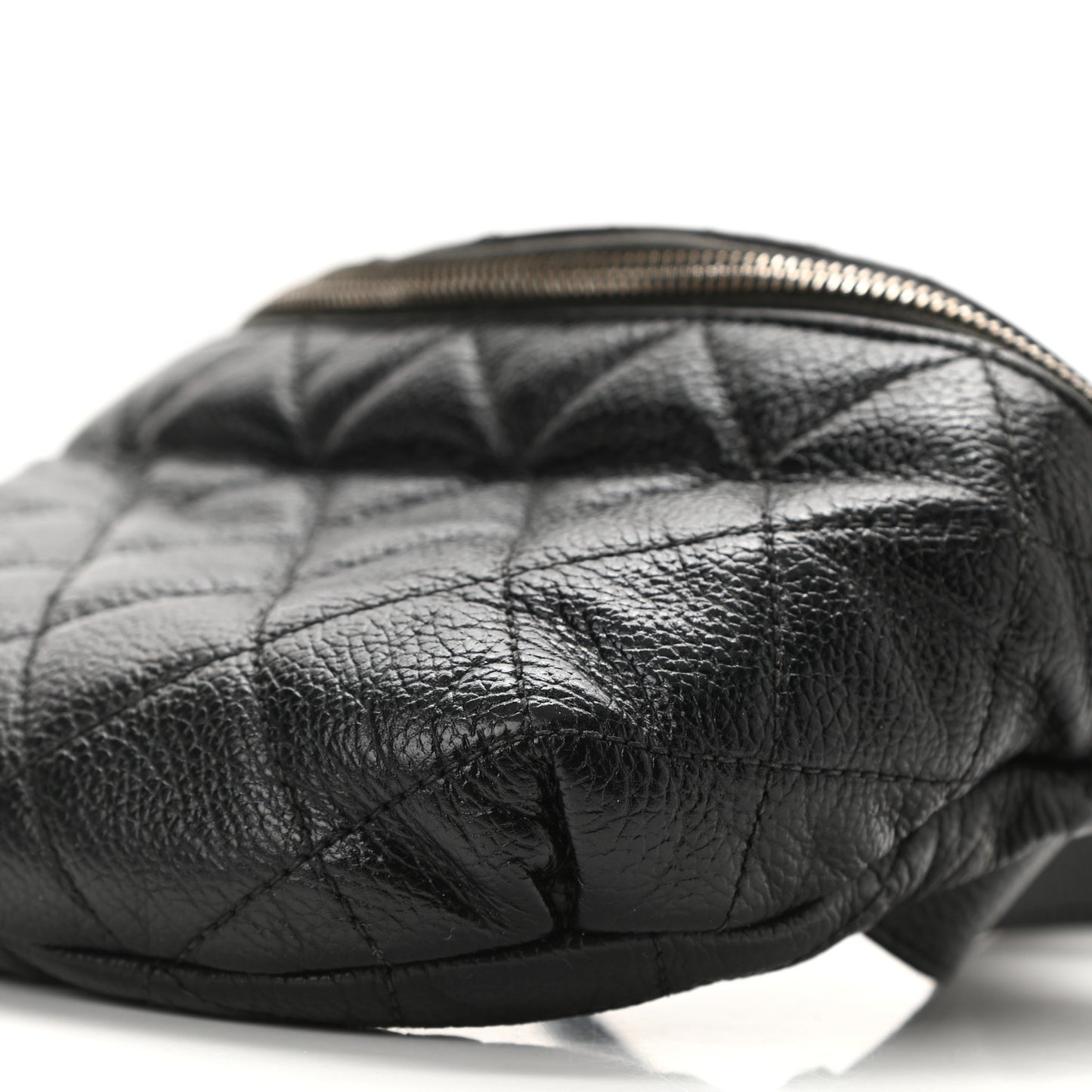 Grained Calfskin Quilted Waist Belt Bag Black