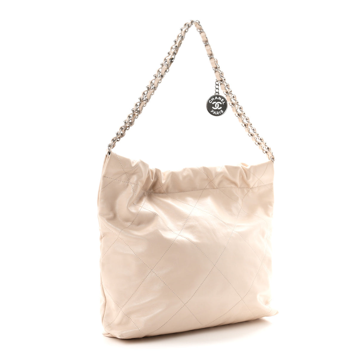 Chanel Shiny Calfskin Quilted Small Chanel 22 Ecru 4 of 11