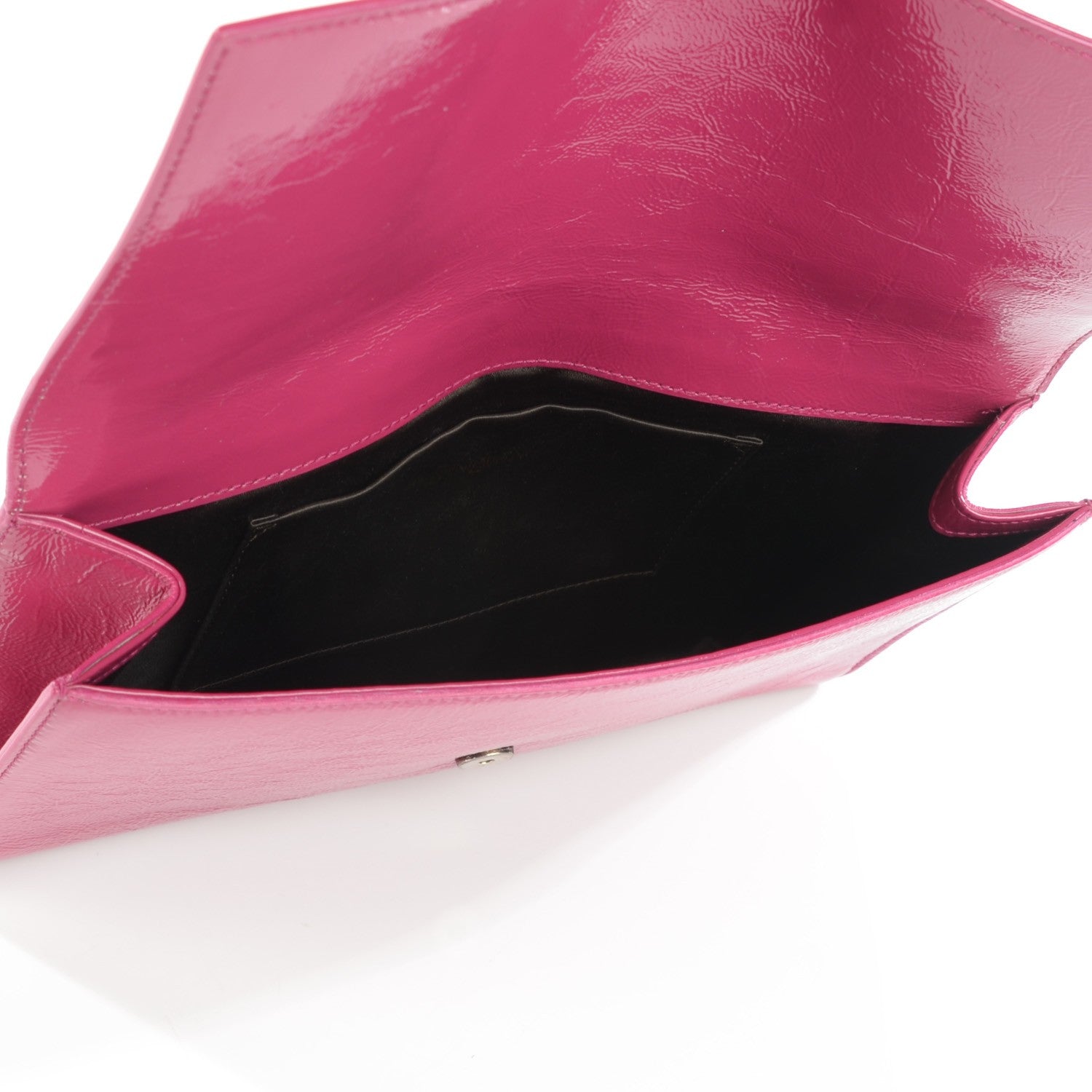 Saint Laurent Textured Patent Monogram Large Belle De Jour Clutch Fuchsia 5 of 7