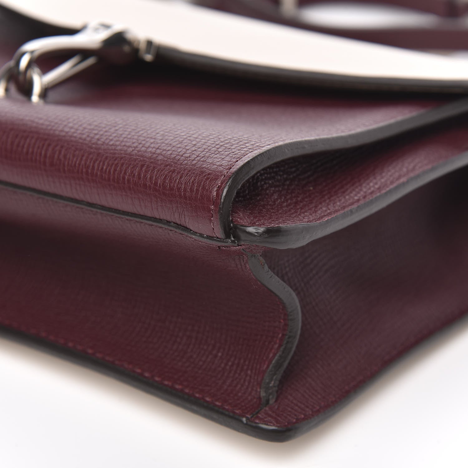 Burberry Derby Calfskin Bi-Color Small Macken Crossbody Bag Mahogany Red Limestone 9 of 9