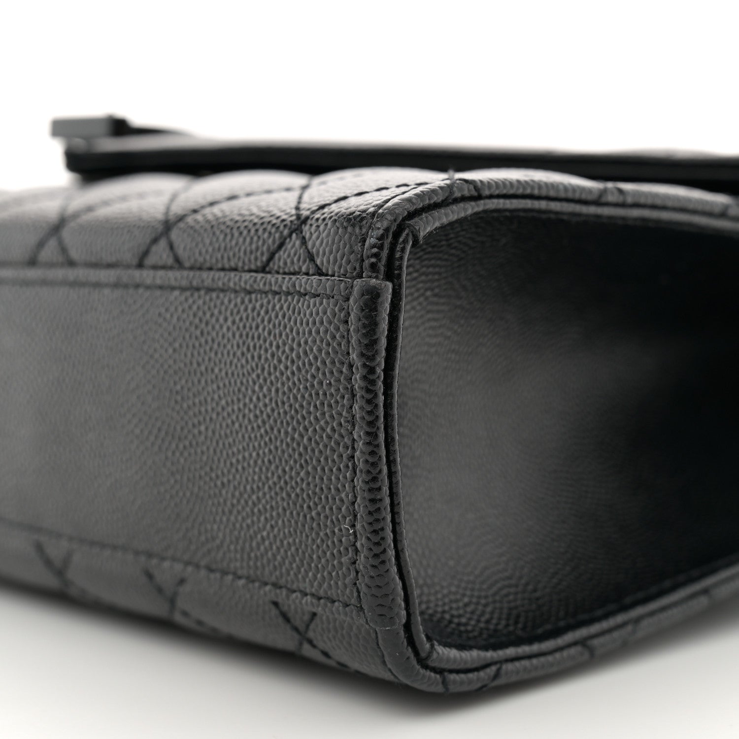 Saint Laurent Grain De Poudre Textured Mixed Matelasse Triquilt Medium Monogram Monochrome Satchel Black 9 of 11