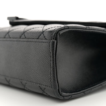 Saint Laurent Grain De Poudre Textured Mixed Matelasse Triquilt Medium Monogram Monochrome Satchel Black 9 of 11