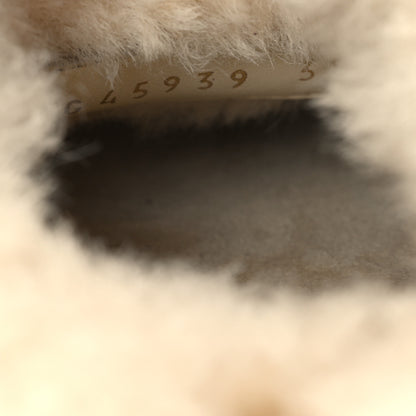 Chanel Suede Shearling CC Cap Toe Mules 38.5 Beige Black 10 of 11