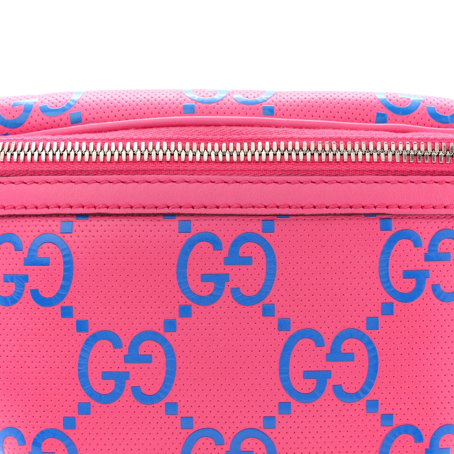 Gucci Calfskin GG Tennis Bi-Color Embossed Belt Bag Modern Fucsia Modern Blue 8 of 11