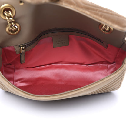 Gucci Velvet Matelasse Small GG Marmont Shoulder Bag Taupe 4 of 10