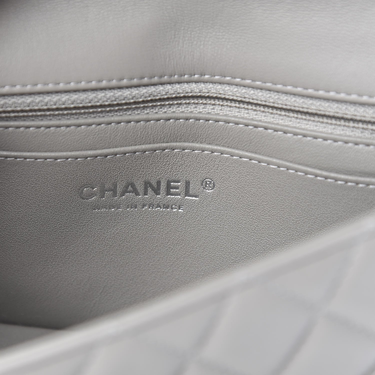 Chanel Lambskin Quilted Mini Rectangular Flap Grey 6 of 12