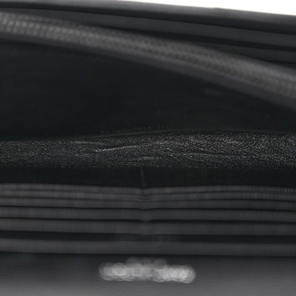Saint Laurent Grain De Poudre Matelasse Chevron Monogram Monochrome Chain Wallet Black 5 of 11