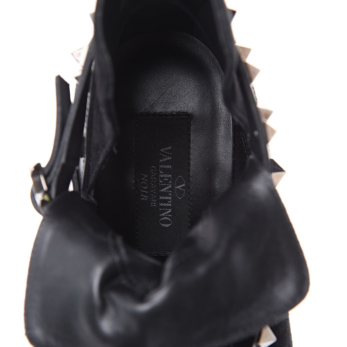 Suede Rockstud Double Buckle 65mm Ankle Boots 36.5 Black