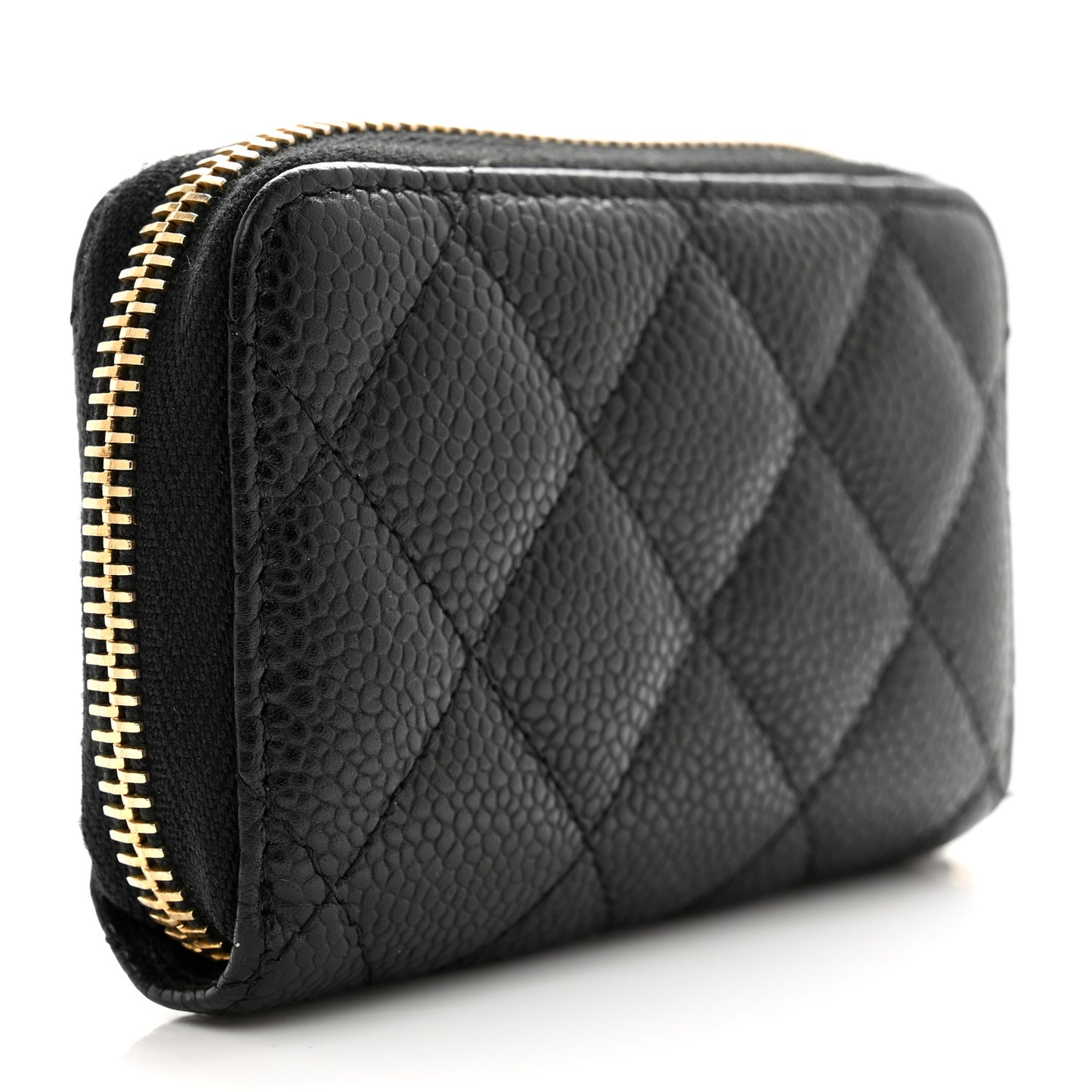 Caviar Quilted Zip Coin Purse Black