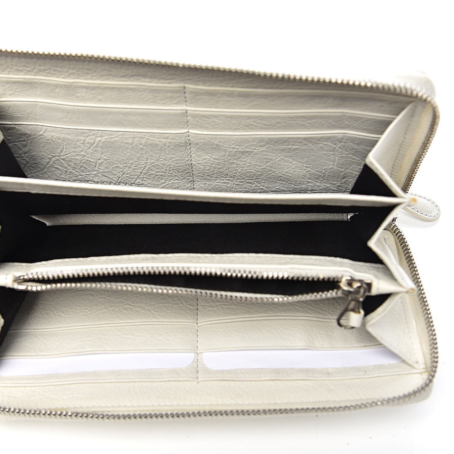 Agneau Giant 12 Silver Hardware Continental Zip Around Wallet White