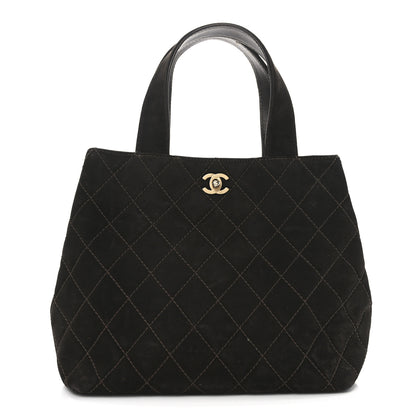 Chanel Suede Quilted Shopping Tote Brown 1 of 13