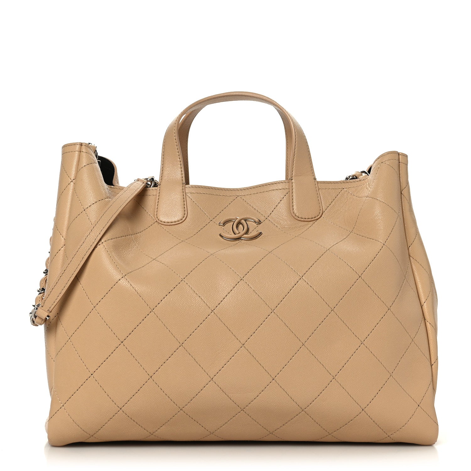 Chanel Caviar Stitched Large Shopping Tote Beige 1 of 9